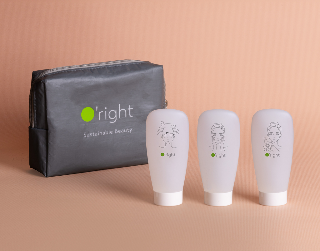 O'right Sustainable Beauty - Refillable Travel Bottle Kit 3pcs+ Bag