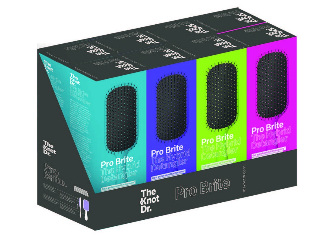 The Knot Dr. Pro Brite Box 8 haarborstels met display