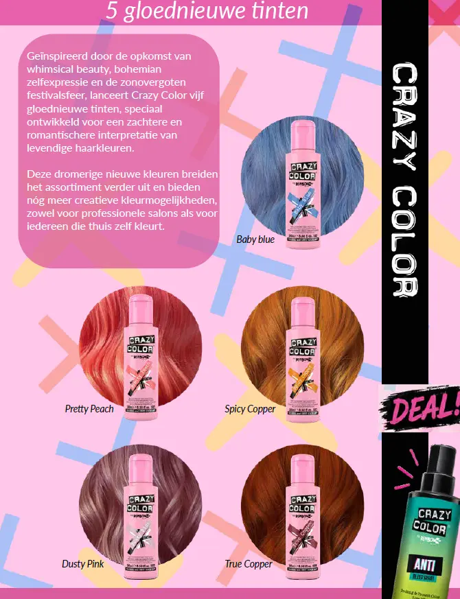 Crazy Color DEAL 5 Gloednieuwe Tinten met GRATIS Anti Bleed Spray